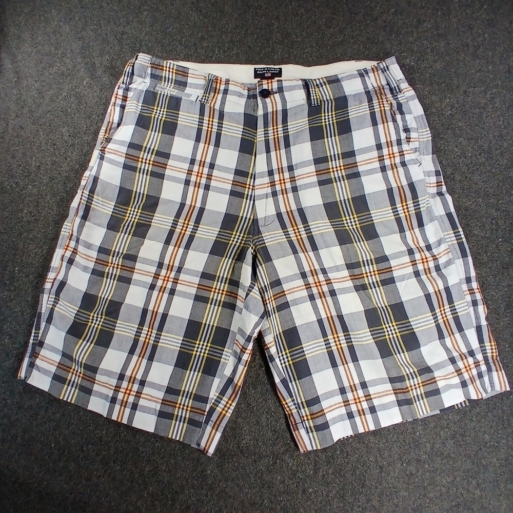 Polo Jeans Co Ralph Lauren Shorts Mens 36 Plaid Good Cotton Flat Front Multi